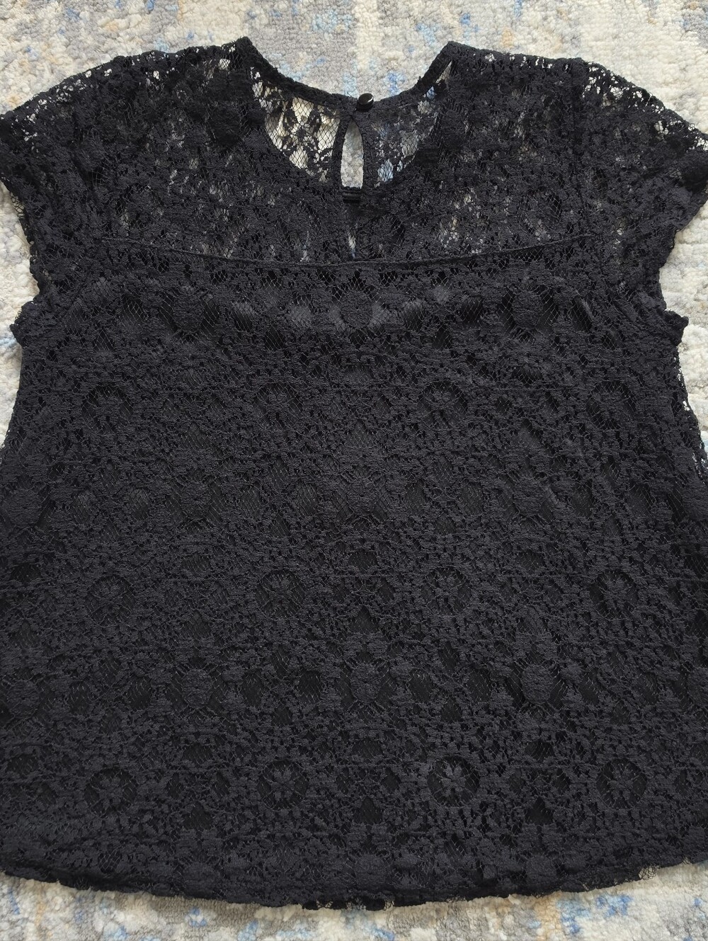 Monteau Black Lace Short-Sleeve Top - Picture 13 of 13